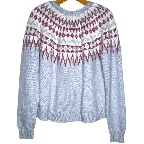 Marine Layer Bethany Fair Isle Wool Alpaca Sweater Gray Size XL Chunky Cozy - Picture 2 of 9